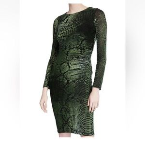 Fuzzi Long Sleeve Snake Print Velvet Dress Medium